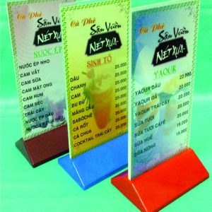 Kệ menu mica đế màu